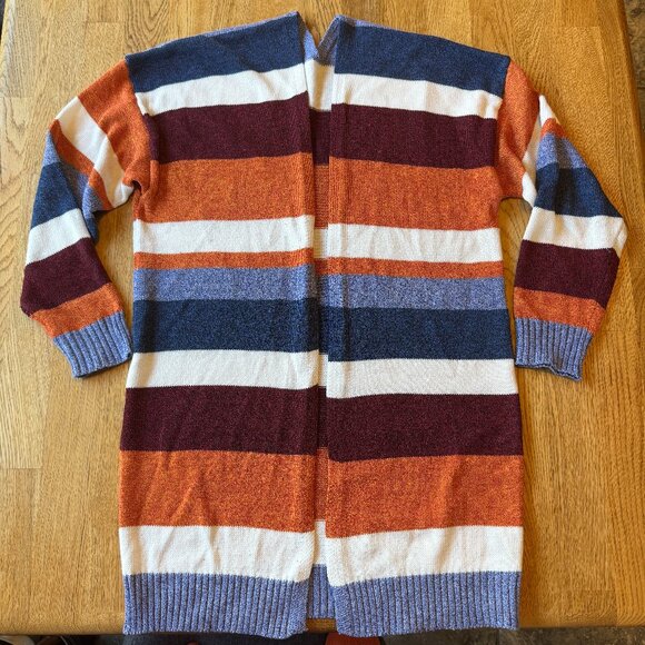 Multicolored Striped Cardigan Sweater Size Large - Picture 1 of 6